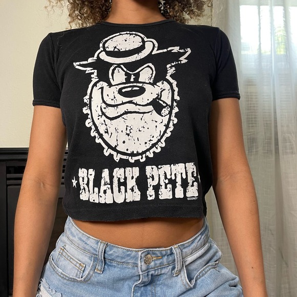 Vintage 00s black graphic baby tee (XS) black Pete Disney - Picture 4 of 7